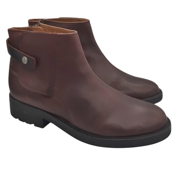 Hudson London Oxblood Burgundy Leather Moto Boots SZ 37 - Picture 2 of 16